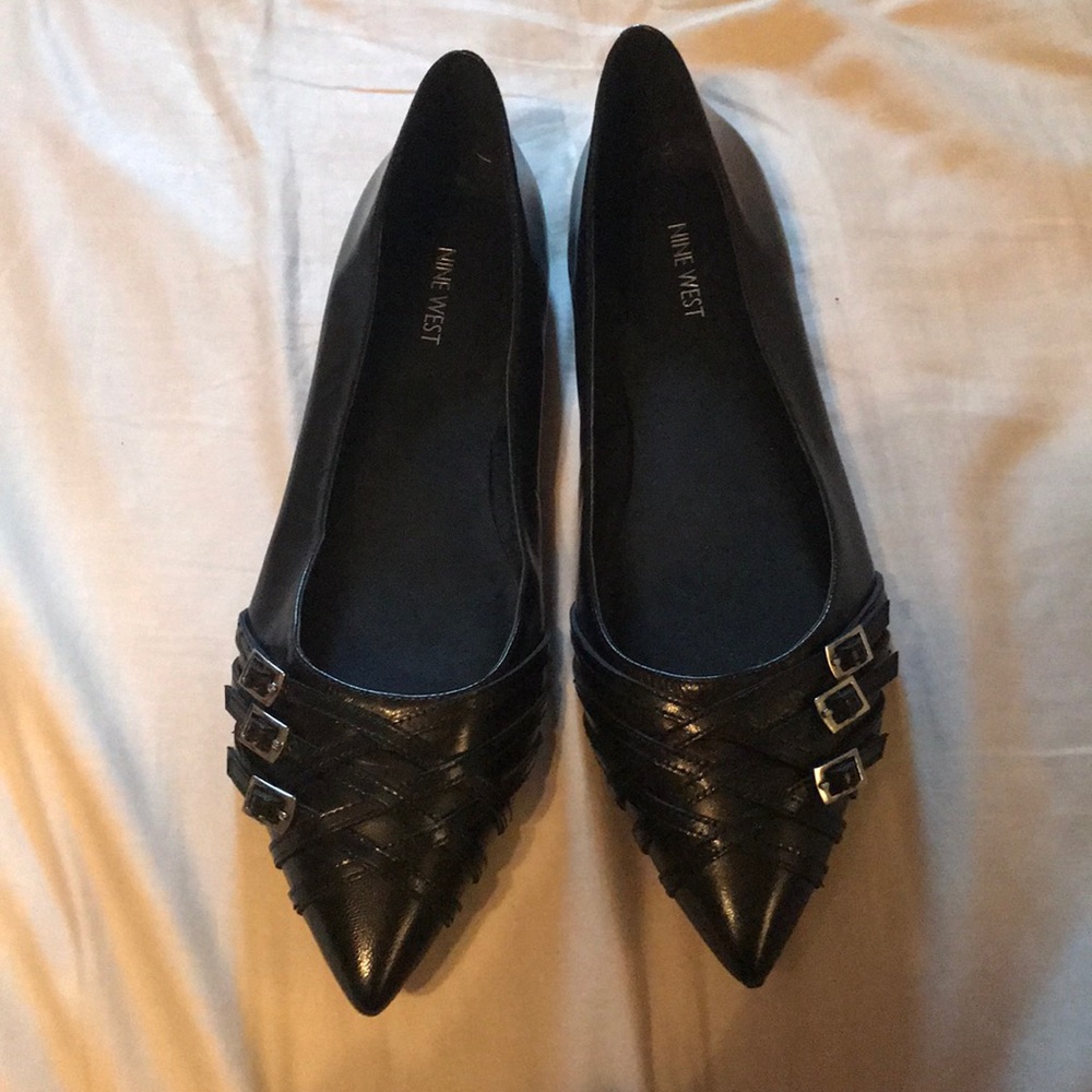 NWOT Pointy Toe Flats with Buckle Detail